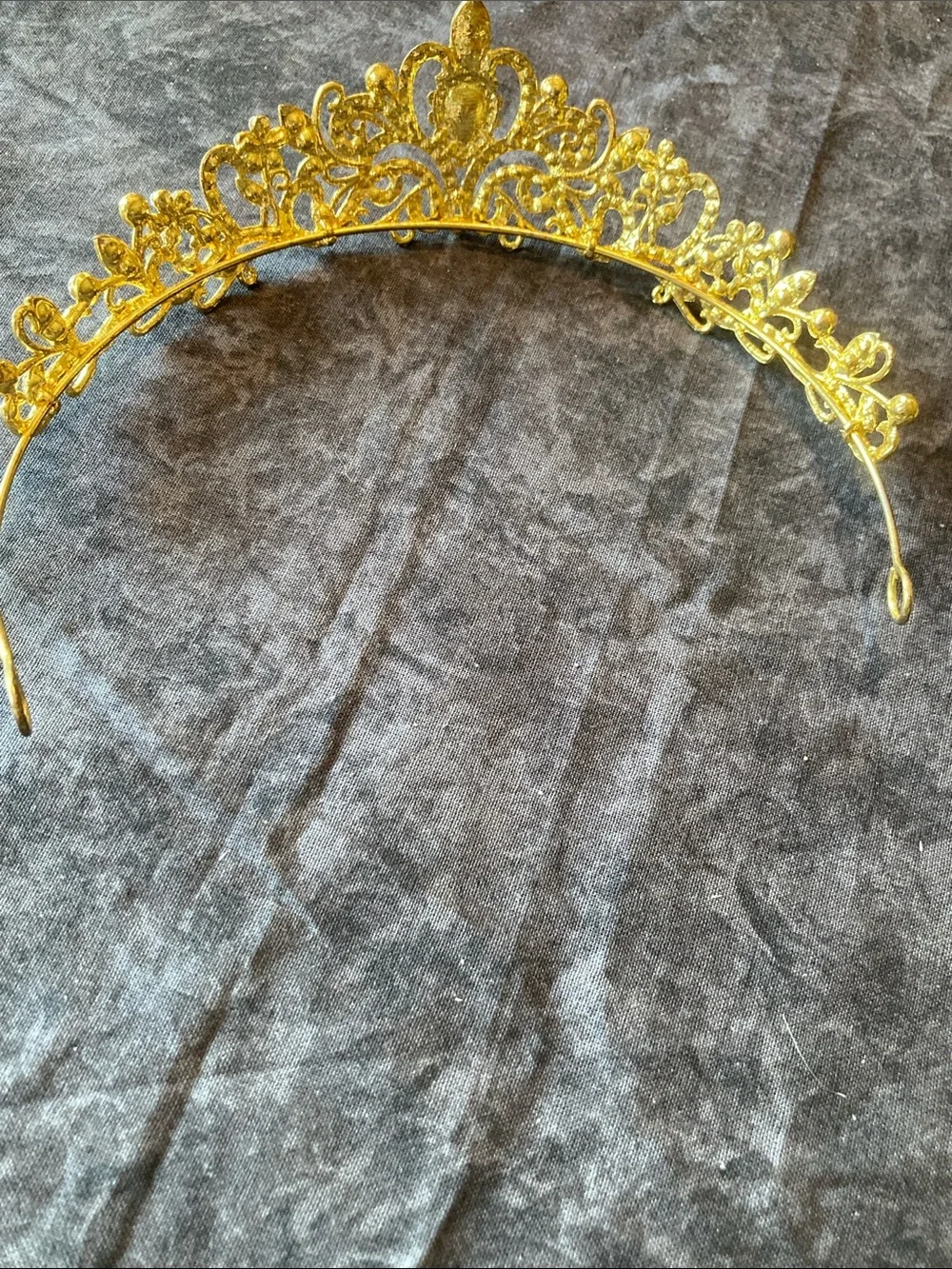 Gold Tone and Pink Crystal Tiara Crown - Elegant Women's Accessory